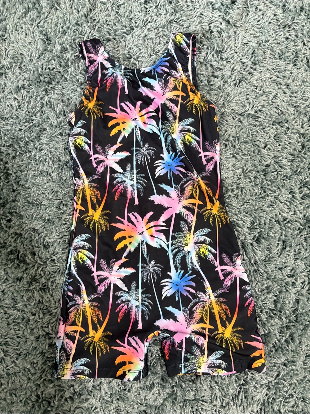 Tropical Palm Print One-Piece Romper - Size 12/13 Kids